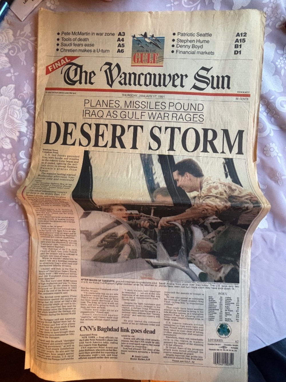 Vancouver Sun Newspaper, Desert Storm January 1991
